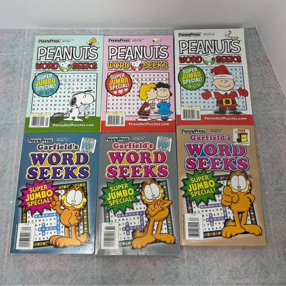 Set of 6 Peanuts and Garfield Word Seek Puzzle Books - Picture 1 of 3